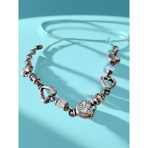 BRIGHTON Bracelet Link Crystals and Hearts Silver Plated. Sparkle